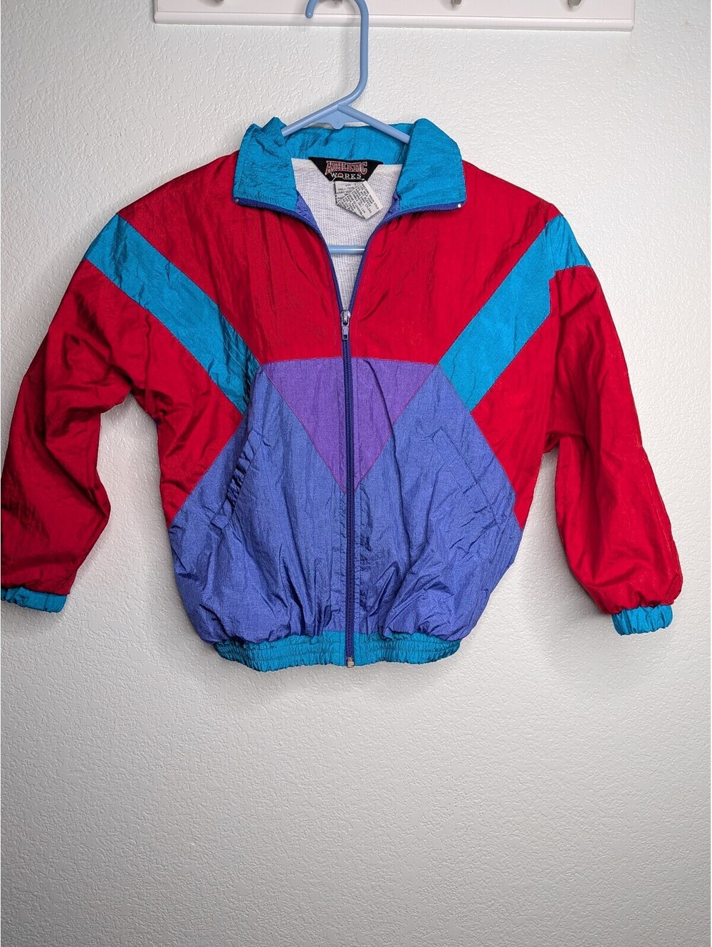 Vintage Athletic Works Kids Size 7 Colorblock Nylon Windbreaker Jacket